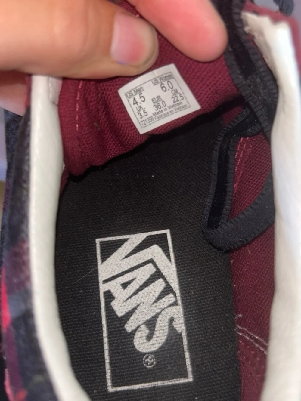 Vans Kids Burgundy Plaid Low-Top Sneakers with Black Laces